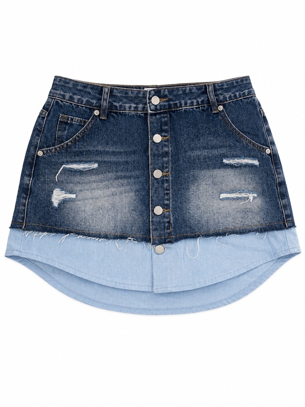 Micas Denim Mini Skirt Distressed Button Front size women’s medium